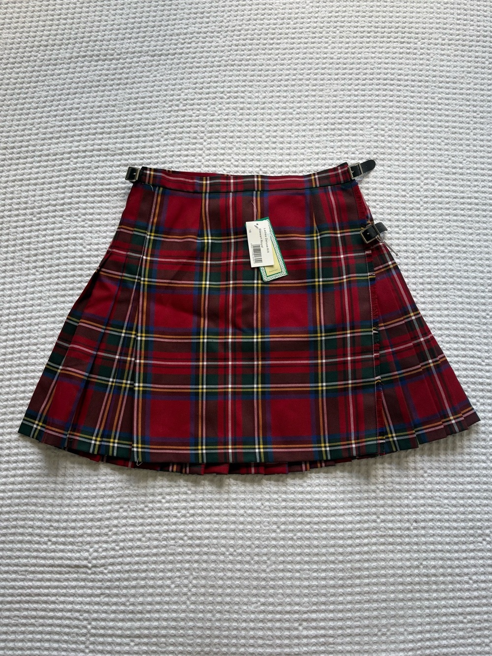 NWT The Kilt Ladies Deluxe Kilt Stewart Royal Tartan Red Plaid Skirt Size 16